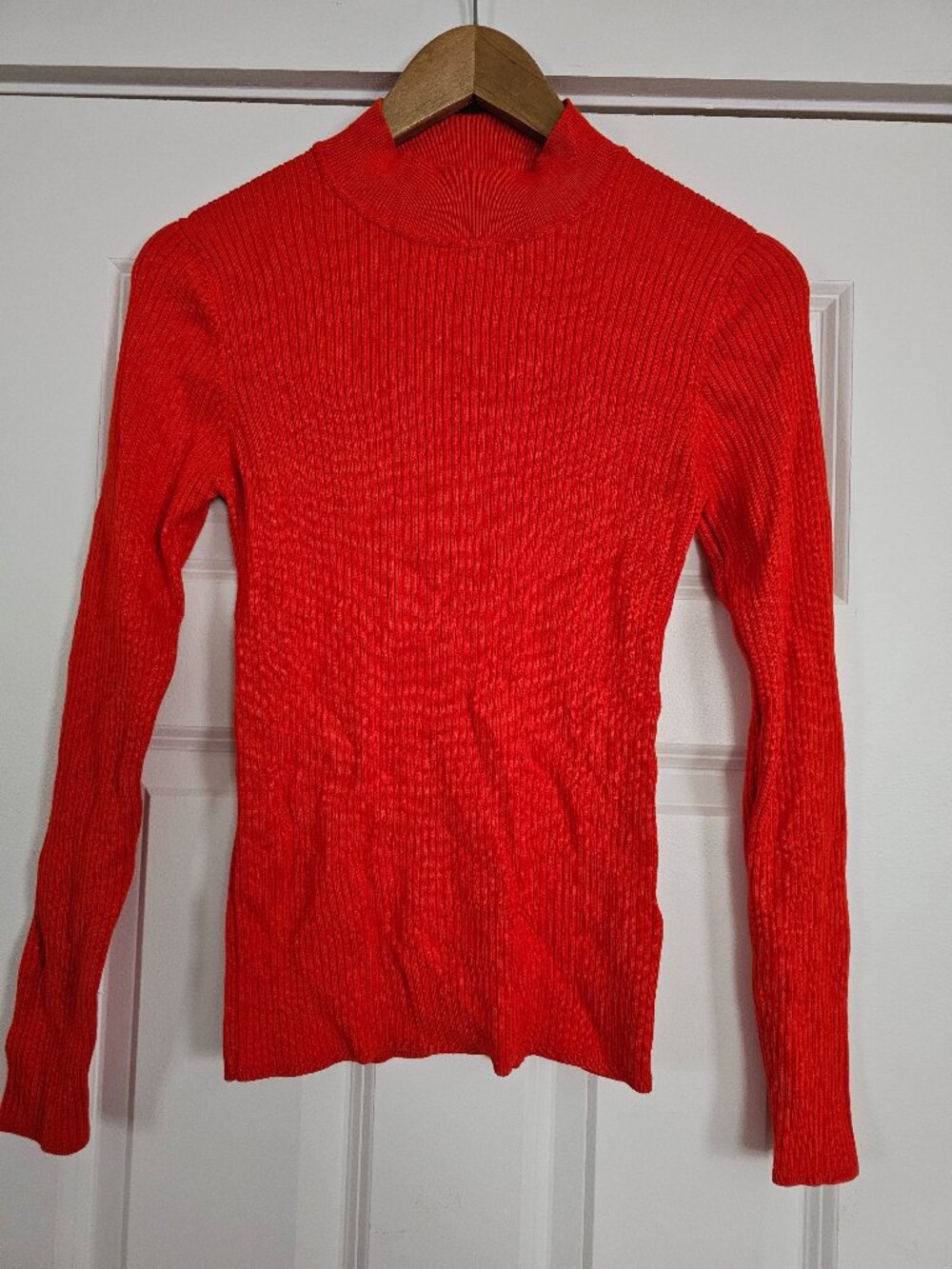 Women's Red Turtleneck Top, stretchy fabric